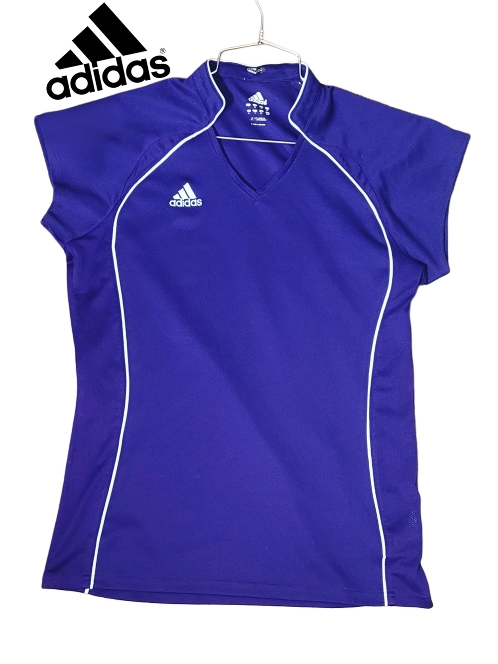 Adidas Womens Purple Athletic with White Piping Tennis Gym Workout